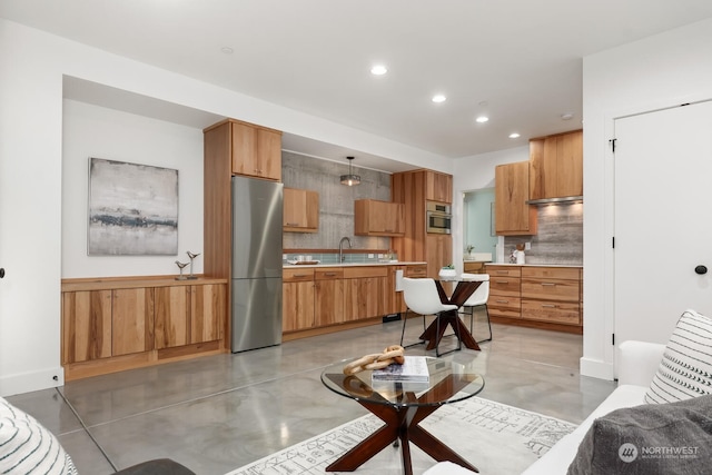 living room with sink