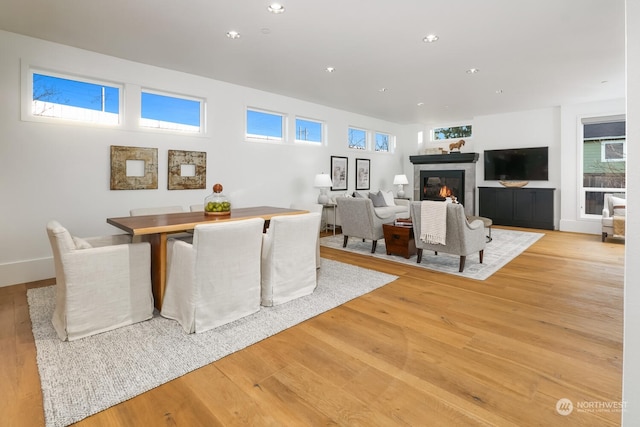 dining space featuring light hardwood / wood-style flooring