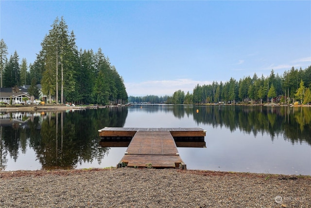 view of dock featuring a water view