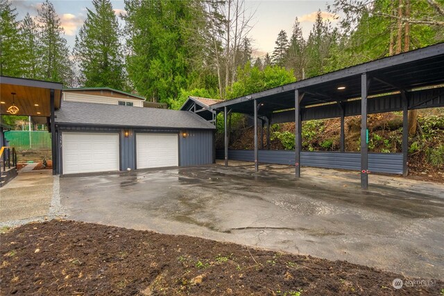 exterior space with a carport