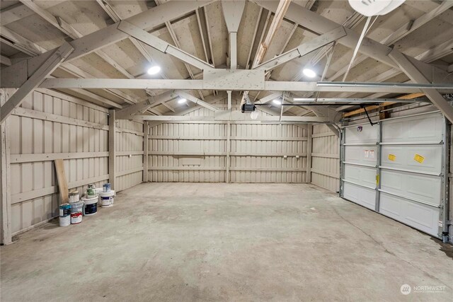 garage with a garage door opener