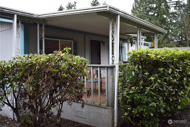 view of home's exterior with a porch