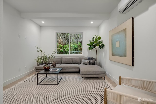 living room with a wall unit AC