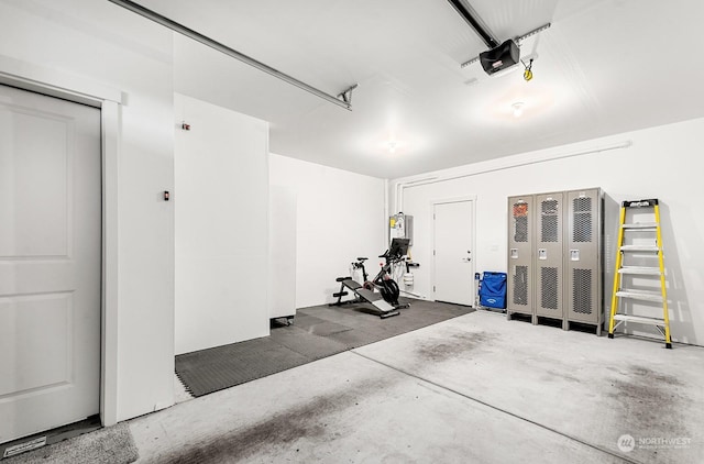 garage with a garage door opener