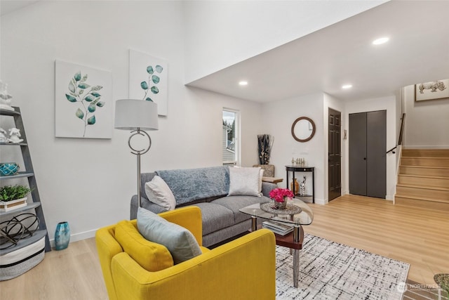 living room featuring light hardwood / wood-style flooring