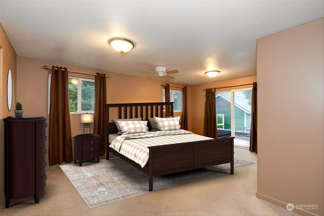 bedroom featuring access to outside and multiple windows