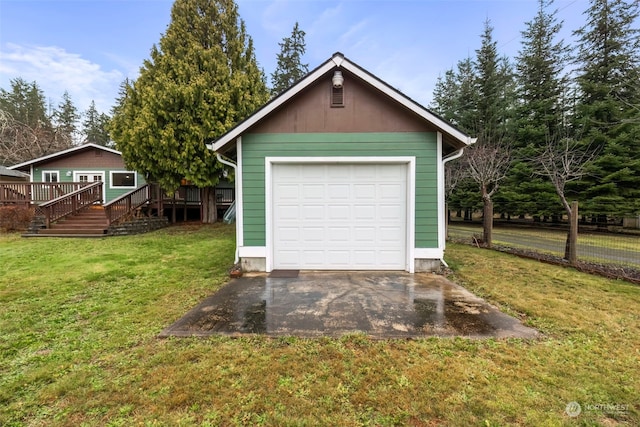 view of detached garage