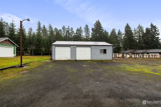 view of detached garage