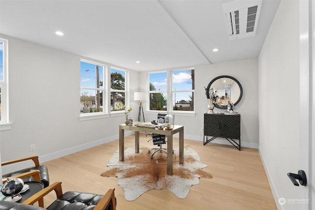 office area with light wood-type flooring