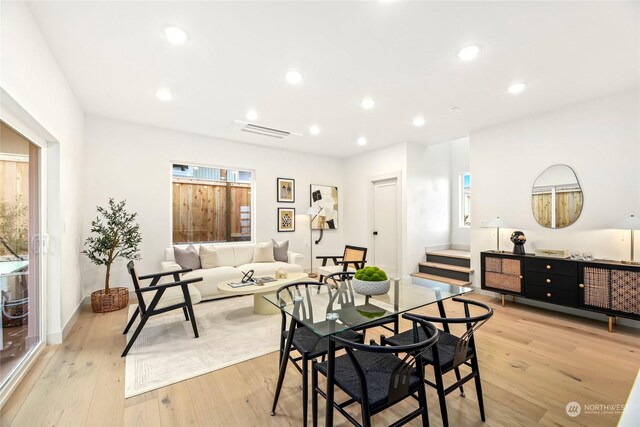 dining area featuring light hardwood / wood-style floors