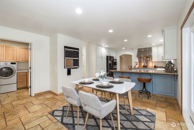 dining area with washer / dryer