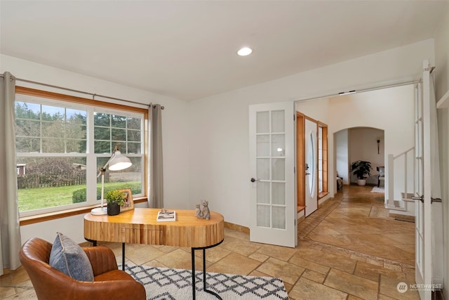 office featuring french doors