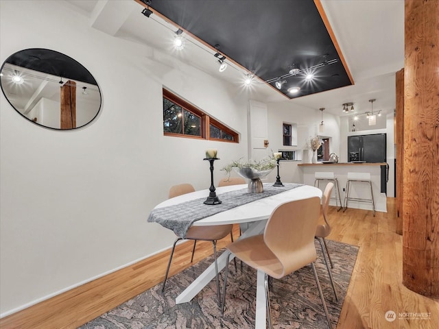 dining room with light wood-type flooring