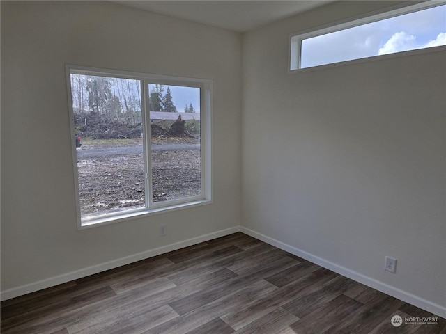 empty room featuring dark hardwood / wood-style flooring