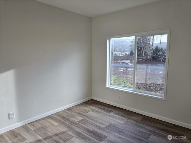 unfurnished room with hardwood / wood-style flooring