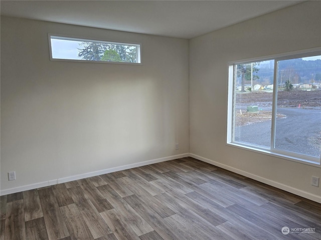 unfurnished room with hardwood / wood-style flooring