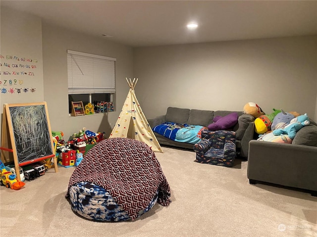 playroom featuring carpet flooring