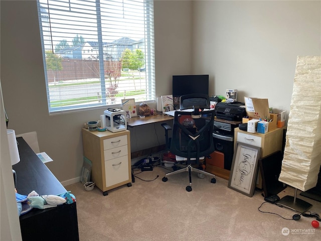 view of carpeted office space