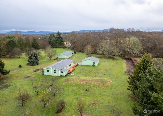 bird's eye view with a mountain view