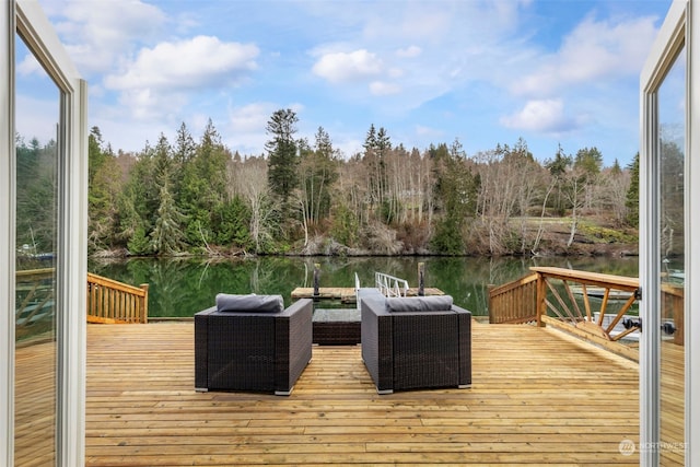 deck with a water view