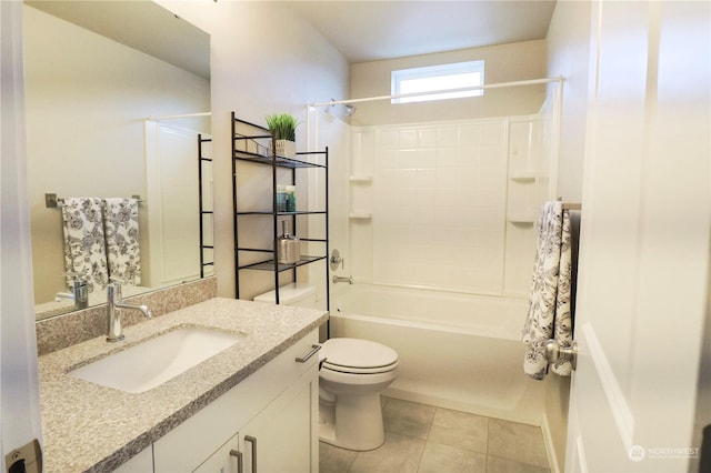 full bathroom featuring tile patterned floors, vanity, toilet, and bathing tub / shower combination