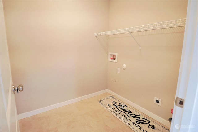 clothes washing area featuring washer hookup and electric dryer hookup