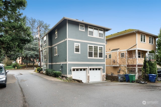 exterior space with a garage