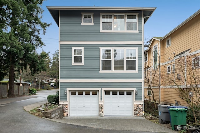 exterior space with a garage