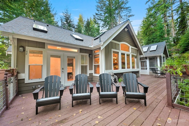 deck featuring a sunroom