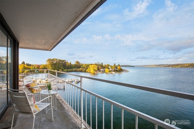 balcony with a water view