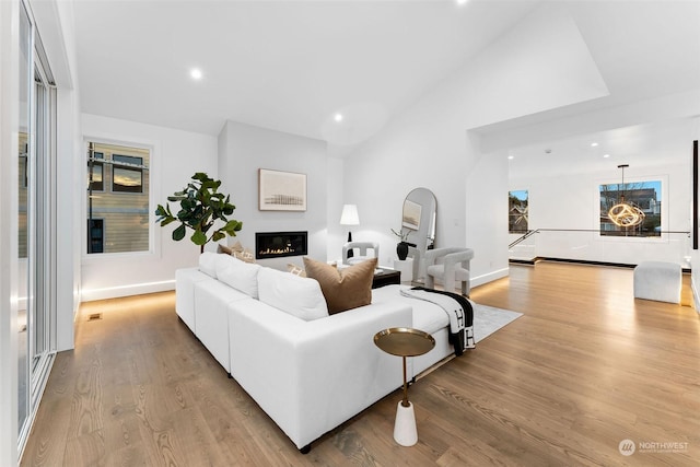 living room featuring light hardwood / wood-style flooring