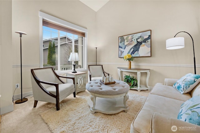 living area with carpet flooring