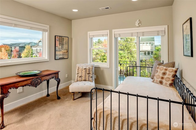 2031 42nd Ave E, Seattle, WA 98112 - carpeted bedroom with access to exterior, multiple windows, and recessed lighting
