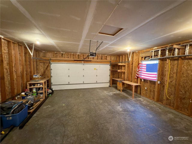 garage with a garage door opener