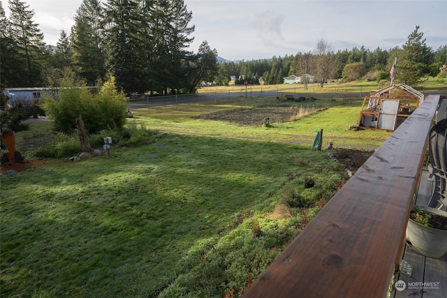 view of yard with a rural view