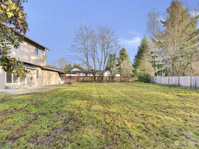 view of yard with a patio area