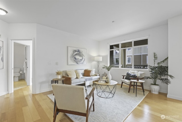 living room with light wood-type flooring