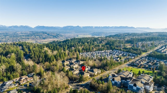 drone / aerial view with a mountain view