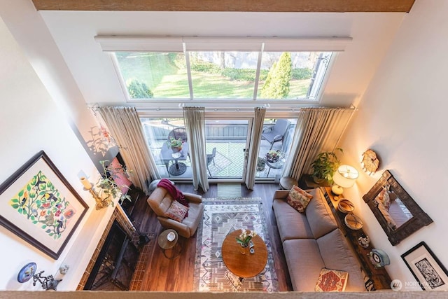 living room with wood-type flooring