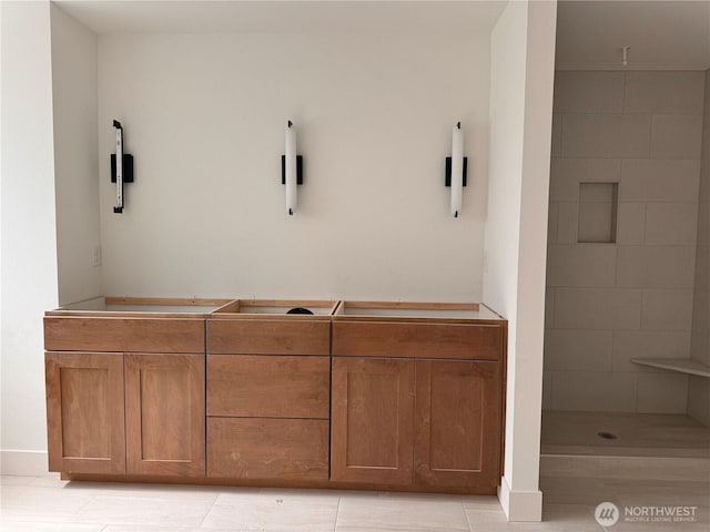21017 67th Street Ct E, Bonney Lake, WA 98391 - full bath with tile patterned floors, baseboards, and tiled shower