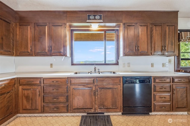 kitchen with black dishwasher and sink