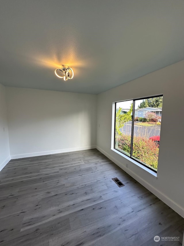 empty room with hardwood / wood-style flooring