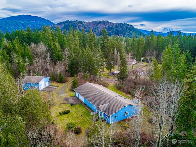 aerial view with a mountain view