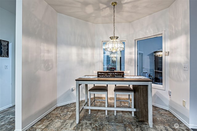 dining room with an inviting chandelier