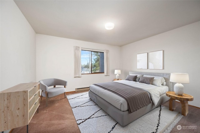 bedroom with a baseboard radiator