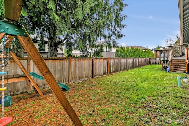 view of yard with a playground