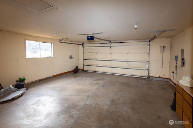 garage with a garage door opener