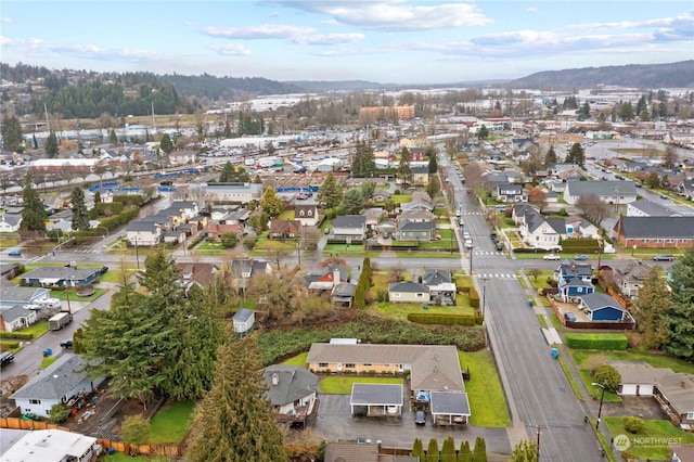 aerial view with a mountain view