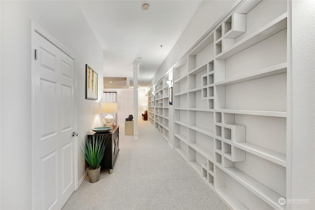 hallway with carpet flooring