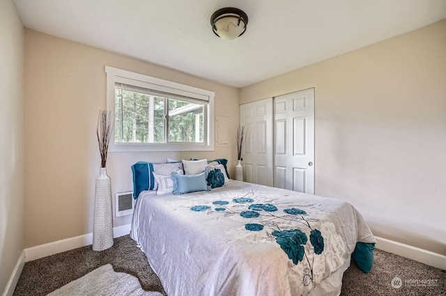 bedroom featuring carpet floors and a closet